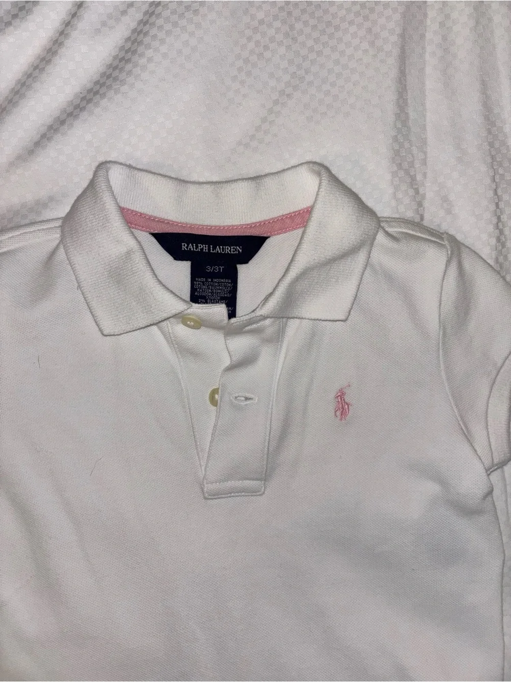 Polo Ralph Lauren Girls White Cotton Pleated Tennis Polo Dress Pink Pony 3T
